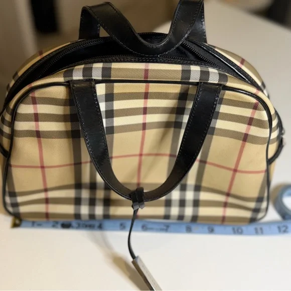 Burberry Check Canvas Bowler Bag – Black Trim - Picture 6 of 10